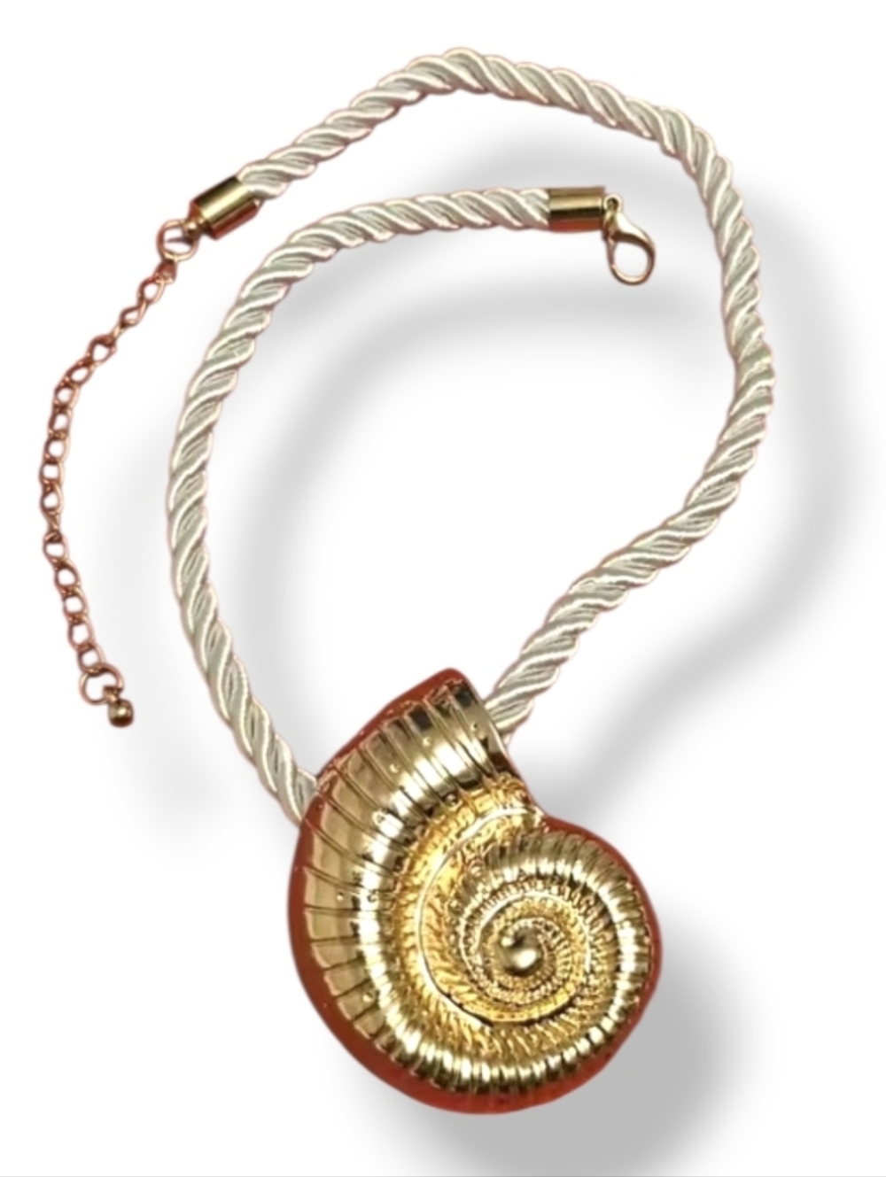 New Gold Nautilus Conch Shell Snail Statement Necklace – NWOT - Picture 2 of 8